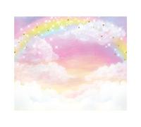 Rainbow Backdrop 3.6x2.5m, ASDCXZ Dream Pink Purple Colorful Sky Glitter Rainbow Baby Shower Photo Backdrop, Vinyl Photography Backdrop for Girl Birthday Baby Shower Party Decoration