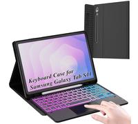 Rainbow Backlight Keyboard Case for 11 inch Samsung Galaxy Tab S11 2025 with S Pen Holder - Slim Stand Cover Detachable Wireless Bluetooth Keyboard with Smart Touchpad for Galaxy Tab S11 11", Black