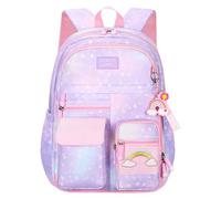 Rainbow Backpack - Colorful School Bag, Lightweight Water-Resistant Design | Shoulder Straps For Teen Girls, Daily Travel, And Study Storage, Purple, Refer to description