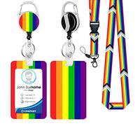 Rainbow Badge Holder with Lanyard, Lanyard with ID Holder,id Card Holder with Retachable Neck Lanyard for Keys Breakaway Pride LGBTQ Flag, Retractable Badge Holder for Women Man
