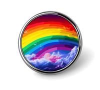 Rainbow Badges Decorative, Durable Aluminum Alloy Round Badge, Lightweight Button Brooch for Shirts, Jackets, Hats, Uniforms 1"