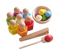 Rainbow Ball Cups Game - Wooden Color Sorting Toy, Preschool