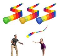 Rainbow Ball Set - 3 Outdoor Balls With Colorful Rainbow Tail | Fun Toss & Catch Toy Game Encourages Active Play Coordination Skills For Kids