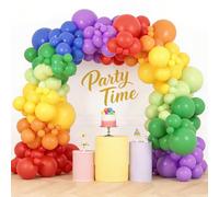 Rainbow Balloon Arch Kit, 112Pcs 18 12 10 5 Inch Different Sizes Latex Balloon Garland, Perfect for Kids Birthday, Baby Shower, Pride Party, Carnival, Graduation, Summer Garden Party Decorations