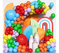 Rainbow Balloon Arch Kit, 130Pcs Colourful Balloon Arch Garland Kit, Multicolor Assorted Color Latex Balloons Set with Confetti Balloons for Boys Girls Kids Birthday Party Wedding Carnival Supplies