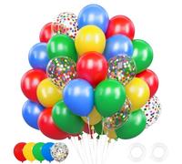 Rainbow Balloons 60 Pack Assorted Color - 12 Inch Colourful Rainbow Birthday Latex Balloons Confetti Carnival Balloon for Kids Birthday Party Carnival Festival Decorations Circus Balloon Biodegradable