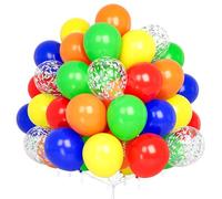 Rainbow Balloons, 60PCS Colourful Multicoloured Confetti Balloons 12 Inch for Kids Rainbow Birthday Party Decorations, Baby Shower, School Party Decor