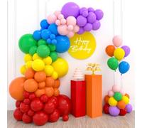 Rainbow Balloons Arch Kit, 113 pcs Assorted Colour Balloons Arch Different Sizes, 18 Inch 12 Inch 10 Inch 5 Inch Rainbow Balloons Garland for Birthday Party Decorations Wedding Baby Shower Anniversary
