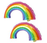 Rainbow Balloons Pastel Rainbow Foil Balloons 32" Giant Birthday Balloon for rainbow Theme Birthday Party Baby Shower Decor 2PCS