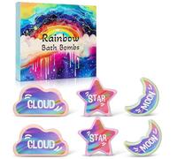 Rainbow Bath Bombs for Kids - 6 Pieces Handmade Natural Kids Bath Bombs, Organic Bubble Bath for Girls, Christmas Gifts for Kids, Girls, Stocking Fillers