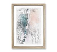 Rainbow Beach In Brisbane Australia Sketch Modern Framed Print | A4 Oak Framed Wall Art | Ready to Hang | Modern Beach Picture | Living Room Bedroom Lounge Office