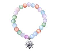 Rainbow Beaded Bracelet, UV Reactive Color Changing Waterproof Bracelet, Stackable Boho Seashell Ocean Charm Rainbow Bracelet, Summer Beach Jewelry for Women (Silver, Sun)