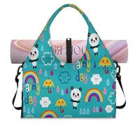 Rainbow Bear Pandas Sports Duffel Bag for Women Men Pandas Weekend Overnight Bag with Shoe Compartment Shoulder Tote Luggage Bag for Yoga Gym Travel