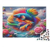 Rainbow Betta Rose 1000 Piece Jigsaw Puzzle Artistic Fish Detailed Artwork Vivid Colors Recycled Paper Cardboard for Adults & Kids 38x26cm/1000pcs