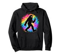 Rainbow Bigfoot Peace Sign Retro Sasquatch Outdoor Pullover Hoodie
