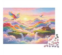 Rainbow Bird 1000 Piece Jigsaw Puzzle Adult Puzzle Game Fantasy Cloud Scenery Premium Paper Leisure Focus Home Decoration 38x26cm/1000pcs