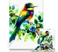 Rainbow Bird on Branch Jigsaw Puzzle for Adults 1000 Pieces Mind Puzzle Calm Pastime Image Assembly Lovely Present (38x26cm)