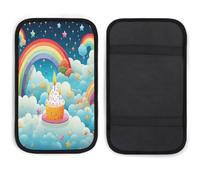 Rainbow Birthday Car Handrail Box Cushion Soft Comfortable Anti Slip,Car Armrest Cushion Neoprene Universal Decoration,car Center Console Coverfor Most Cars Trucks And SUV