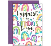 Rainbow Birthday Card - Happiest of birthdays to you - Large A5 Size