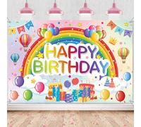 Rainbow Birthday Decorations Party Backdrop - Colorful Happy Birthday Banner for Indoor and Outdoor, Personalized Background for Baby Shower Girls Party Supplies (180x120cm)