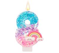 Rainbow Birthday Number Candle Eight, Shiny Colorful Macaron 8th Birthday Cake Candles Cartoon Theme Party Supplies Anniversary Celebrations Rainbow Cake Decorations (Number 8)