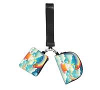 Rainbow Birthday Wristlet Keychain Wallet Pouch with Strap Double Zipper Small Coin Purse Portable Wrist Bag for Travel Gym Daily Use