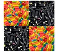 Rainbow & Black Liquorice Cartridges - Multicoloured Fruit-Flavoured Liquorice Sweets with Soft Filling - Pick n Mix Sweets Treat Mix (1500g, Random Mixed)