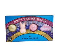 Rainbow Bliss: Set of 4 Luxurious Bath Fizzers - Transform Your Bath Time into a Colorful Oasis (Blue Pack of 4)