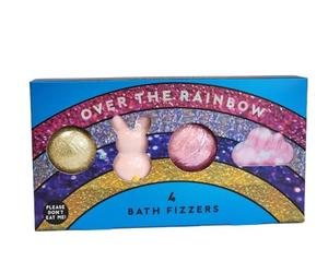 Rainbow Bliss: Set of 4 Luxurious Bath Fizzers - Transform Your Bath Time into a Colorful Oasis (Blue Pack of 4)