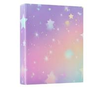 Rainbow Blur Star Pattern 3 Ring Binder 1.5 Inch Round Ring Binder View Binder Holds 200 Documents for Home School Office Use