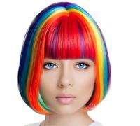 Rainbow Bob Wigs for Women, Wig for Women 35 Cm Long Rainbow Wig Womens Wigs, for Christmas,Cosplay Party and Night Club, and Costume Party Fancy Dresses