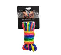 Rainbow Bondage Rope 32ft | Nylon Shibari & Kinbaku Restraint Rope with Soft Silky Finish & Durable Metal-Capped Ends - Colourful BDSM Rope for Bedroom & Fetish Play