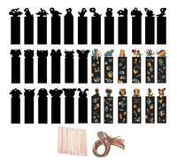 Rainbow Bookmarks - 36 Pieces DIY Animal, Dinosaur & Butterfly Scratch Bookmarks for Kids, Party Bag Fillers, Craft Kit with Wooden Pens