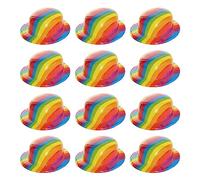 Rainbow Bowler Hats - Pack of 12 - Plastic Bowler Hats with Rainbow Print - Pride Month Pride Events Pride Marches Fancy Dress Costume Accessory