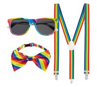 RAINBOW BRACES GLASSES AND BOW TIE ACCESSORY PACK PRICE ACCESSORIES