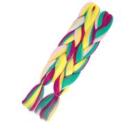 Rainbow Braiding Hair Extension，24 Inch 2 Packs Synthetic Braid in Hairs Extensions 4 Tone Crochet Colored Wig(D12)
