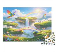 Rainbow Bridge 1000 Piece Jigsaw Puzzle Colourful Waterfall Jigsaw Puzzle for Adults Fantasy Scenery Relax Home Decor Focus Gift 52x38cm/1000pcs