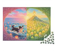 Rainbow Bridge Border Collie 1000 Piece Jigsaw Puzzle Paper for Adults Candlelight Path Relaxing Focus Home Decor Gift nan