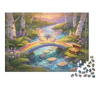 Rainbow Bridge Butterfly 1000 Piece Jigsaw Puzzle Paper for Adults Enchanted Forest Stream Relaxing Focus Home Gift Family Decoration 70x50cm/1000pcs