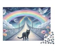 Rainbow Bridge Cat 1000 Pieces Jigsaws for Adults, Eco-Friendly Cardboard, Rainbow Bridge Cat, Challenging Brain Teaser, Relaxation Entertainment, Boosts Patience & Concentration 52x38cm/1000pcs
