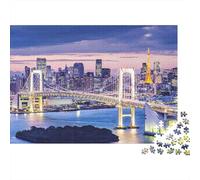Rainbow Bridge City Skyline 1000 Piece Jigsaw Puzzle Jigsaw Puzzle for Adults Night View Puzzle Game for Family Relaxation Focus Home Decor Gift 70x50cm/1000pcs