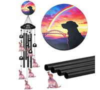 Rainbow Bridge Dog Memorial Wind Chime, Pet Loss Sympathy Gift, Dog Silhouette Remembrance Keepsake, Soothing Melody Wind Chimes for Outdoor Garden Pa