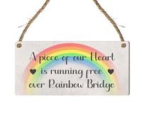 Rainbow Bridge Memorial Plaque - "A Piece of Our Heart is Running Free" with Colourful Rainbow Design, Pet Loss Remembrance Sign, Sympathy Gift for Pet Owners (XL: 38.5 cm (W) × 18.5 cm (H))