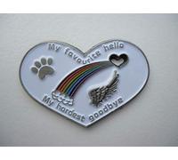 Rainbow Bridge Original Design/Pet Loss/Paw Print/Heart/Beloved/Memorial/Sympathy Gift Dog/Cat/Keepsake/Lapel Pin/Badge/Brooch/White