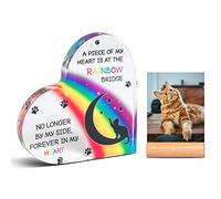 Rainbow Bridge Pet Memorial Gifts - Cat Memorial gifts - Loss of Cat Sympathy Gift - Pet Loss Gifts - Bereavement Gifts for Loss of Pet - Cat Memorial Stones - Paw Print - Cat Memorials & Funerary