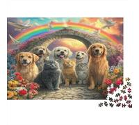 Rainbow Bridge Pets 1000 Piece Group of Pets at Rainbow Bridge Jigsaw Puzzle for Adults And Kids Family Educational Games 1000 Pieces Stress Reliever Birthday Gifts 70x50cm/1000pcs