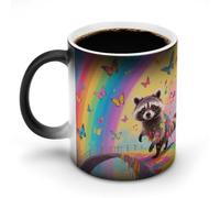 Rainbow Bridge Raccoon Color Changing Mug Heat Changing Coffee Mugs Funny Heat Activated Mug Ceramic Magic Cup Novelty Coffee Mugs 12 Oz Unique Tea Cup Birthday Gift for Women Men