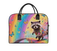 Rainbow Bridge Raccoon Multi-purpose Travel Duffle Bag | Scratch Resistant Nylon Tote Bag with Detachable Strap Travel Tote Handbag for Daily Business Getaways