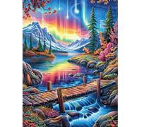 Rainbow Bridge Waterfall 500 Pieces Classic Jigsaw Puzzle Puzzle for Adults Concentration Training Wall Art Mental Exercise Halloween Premium Cardboard 500 PCS