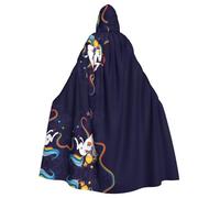 Rainbow Bright Printed Hooded Cloak Robe Cloak Witch Vampires Grim Reaper Devil For Boy Girl Cosplay Costume